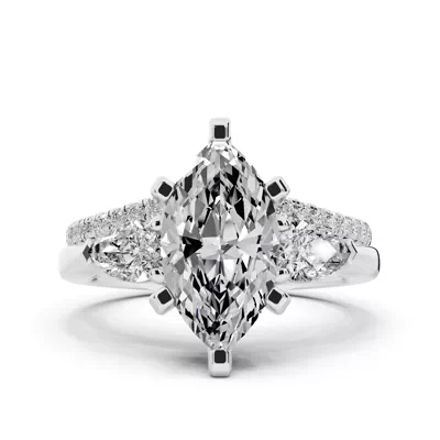 Madison Three-Stone Lab Pear Engagement Ring