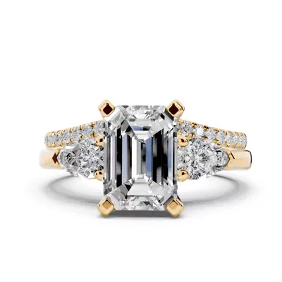 Madison Three-Stone Lab Pear Engagement Ring