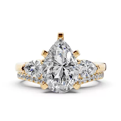 Madison Three-Stone Lab Pear Engagement Ring