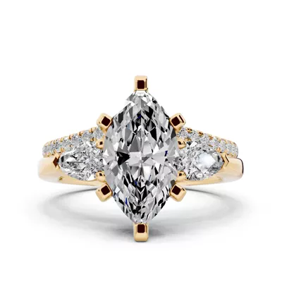 Madison Three-Stone Lab Pear Engagement Ring