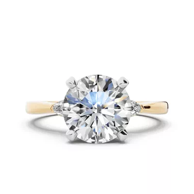 Madison Three-Stone Two-Tone Lab Pear Engagement Ring (.10 ct. tw.)