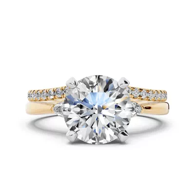 Madison Three-Stone Two-Tone Lab Pear Engagement Ring (.10 ct. tw.)