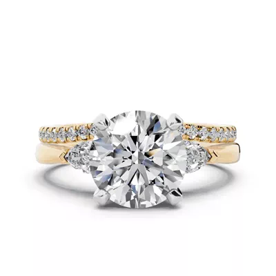 Madison Three-Stone Two-Tone Lab Pear Engagement Ring (.25 ct. tw.)