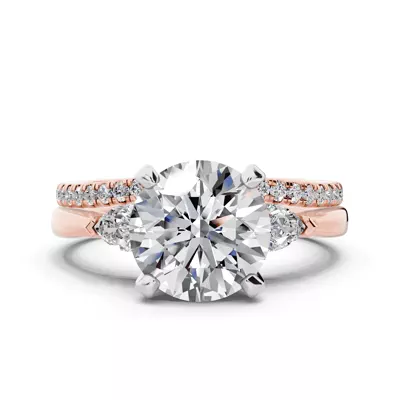 Madison Three-Stone Two-Tone Lab Pear Engagement Ring (.25 ct. tw.)