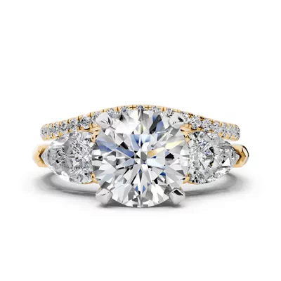 Madison Three-Stone Two-Tone Lab Pear Engagement Ring (1.00 ct. tw.)