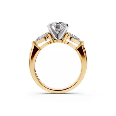 Madison Three-Stone Two-Tone Lab Pear Engagement Ring (1.00 ct. tw.)
