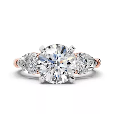 Madison Three-Stone Two-Tone Lab Pear Engagement Ring (1.00 ct. tw.)
