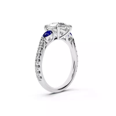 Capri Sapphire Three-Stone Lab Pavé Pear Engagement Ring (0.65 ct. tw.)