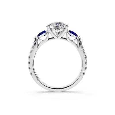 Capri Sapphire Three-Stone Lab Pavé Pear Engagement Ring (0.65 ct. tw.)