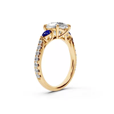 Capri Sapphire Three-Stone Lab Pavé Pear Engagement Ring (0.65 ct. tw.)