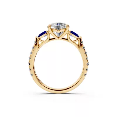 Capri Sapphire Three-Stone Lab Pavé Pear Engagement Ring (0.65 ct. tw.)