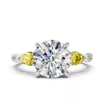 Capri Yellow Sapphire Three-Stone Lab Pavé Pear Engagement Ring (0.65 ct. tw.)