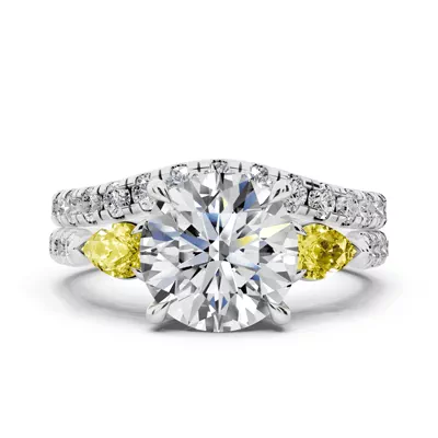 Capri Yellow Sapphire Three-Stone Lab Pavé Pear Engagement Ring (0.65 ct. tw.)