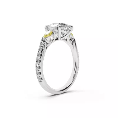 Capri Yellow Sapphire Three-Stone Lab Pavé Pear Engagement Ring (0.65 ct. tw.)