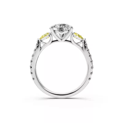 Capri Yellow Sapphire Three-Stone Lab Pavé Pear Engagement Ring (0.65 ct. tw.)