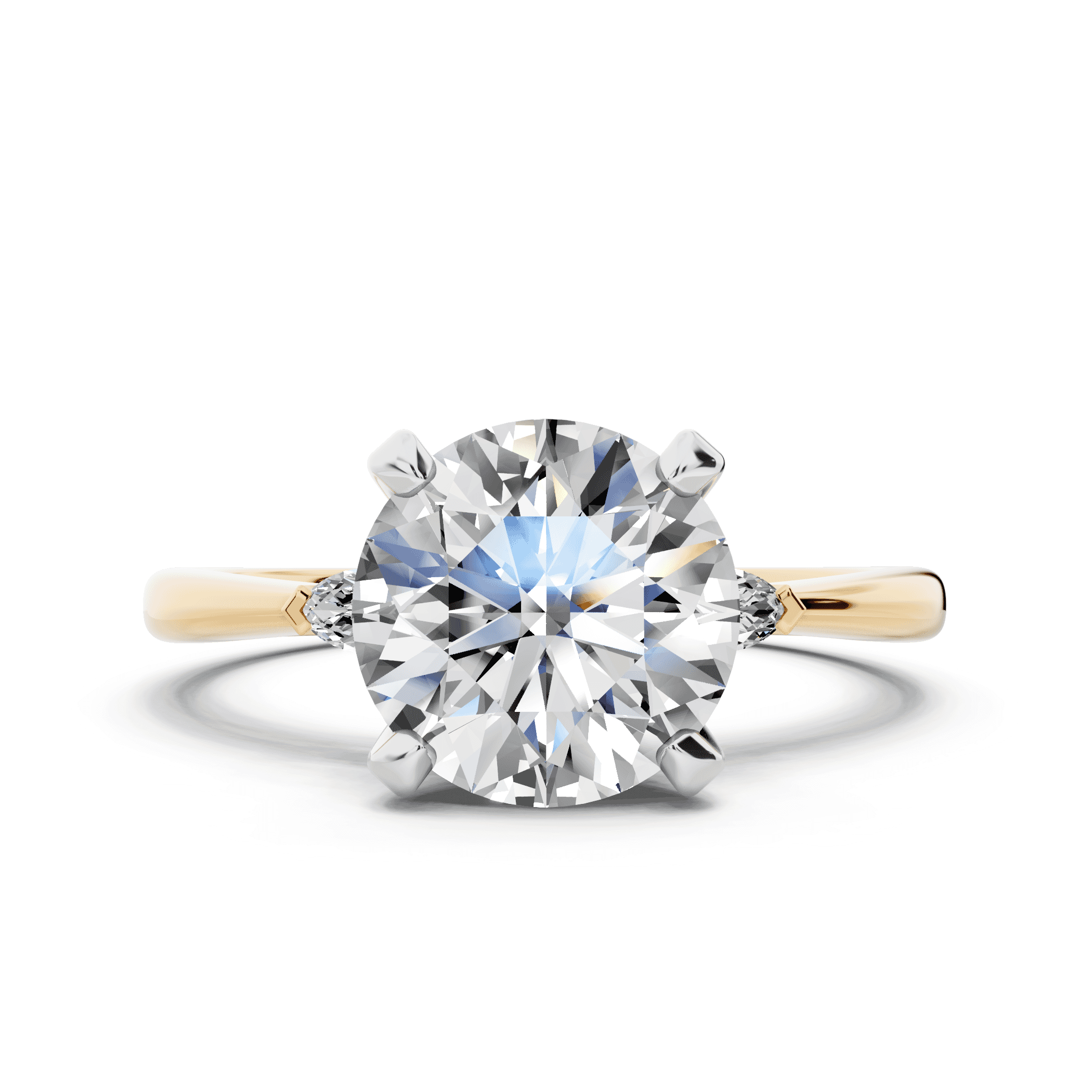 Madison Three-Stone Two-Tone Lab Marquise Engagement Ring (.10 ct. tw.)