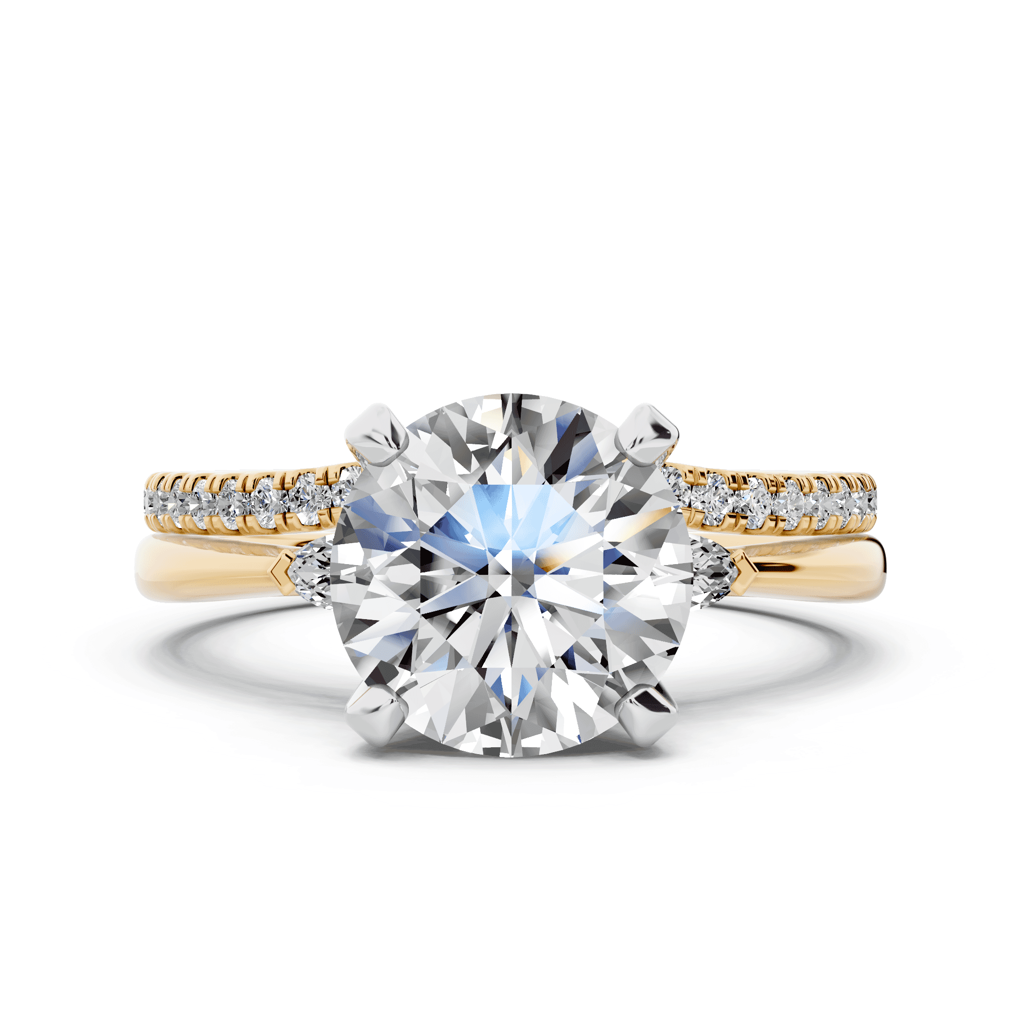 Madison Three-Stone Two-Tone Lab Marquise Engagement Ring (.10 ct. tw.)