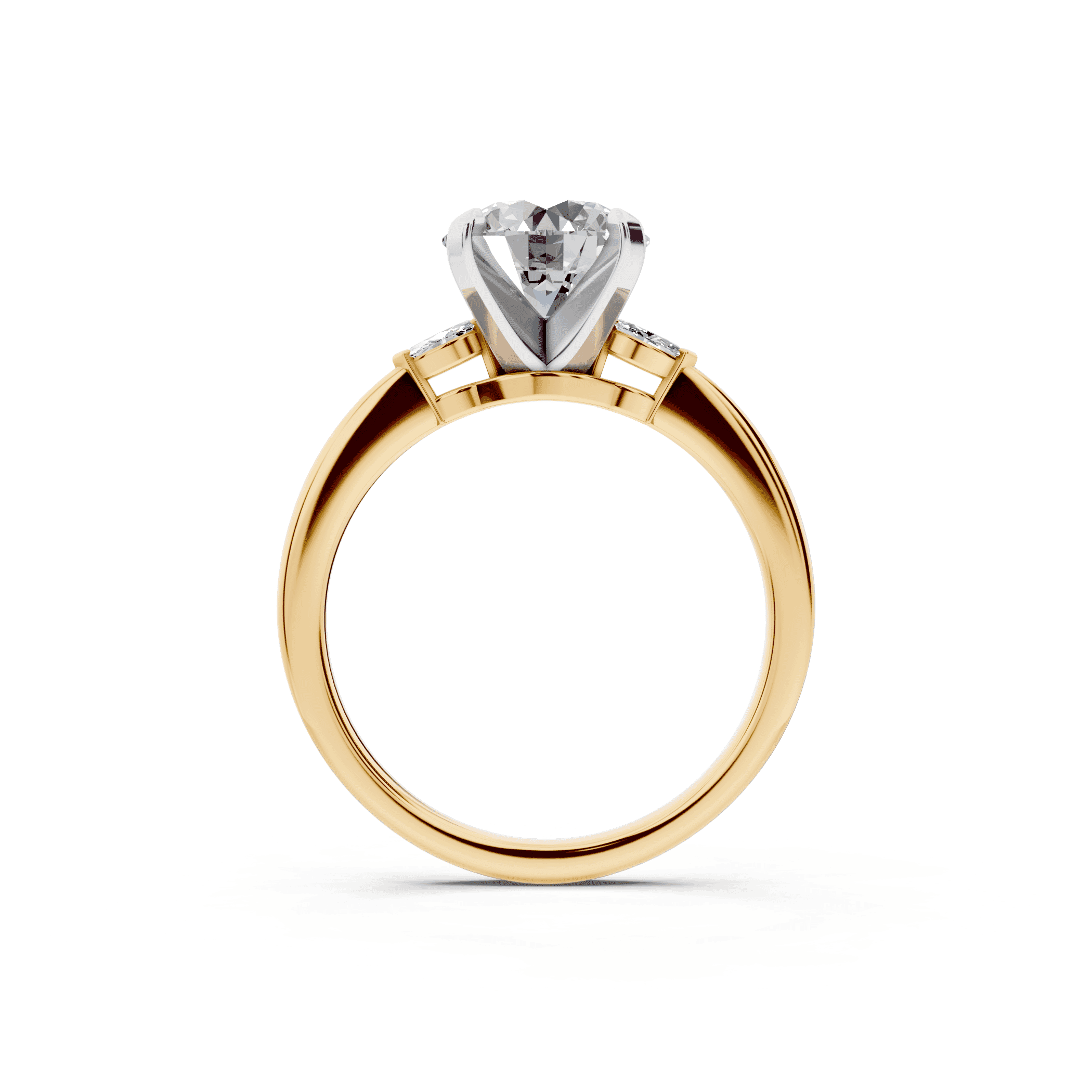 Madison Three-Stone Two-Tone Lab Marquise Engagement Ring (.10 ct. tw.)