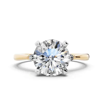 Madison Three-Stone Two-Tone Lab Marquise Engagement Ring (.10 ct. tw.)