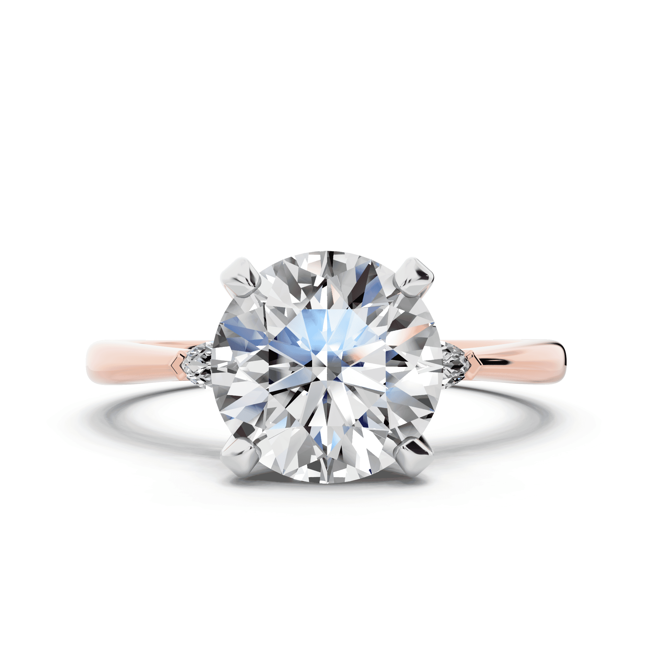 Madison Three-Stone Two-Tone Lab Marquise Engagement Ring (.10 ct. tw.)