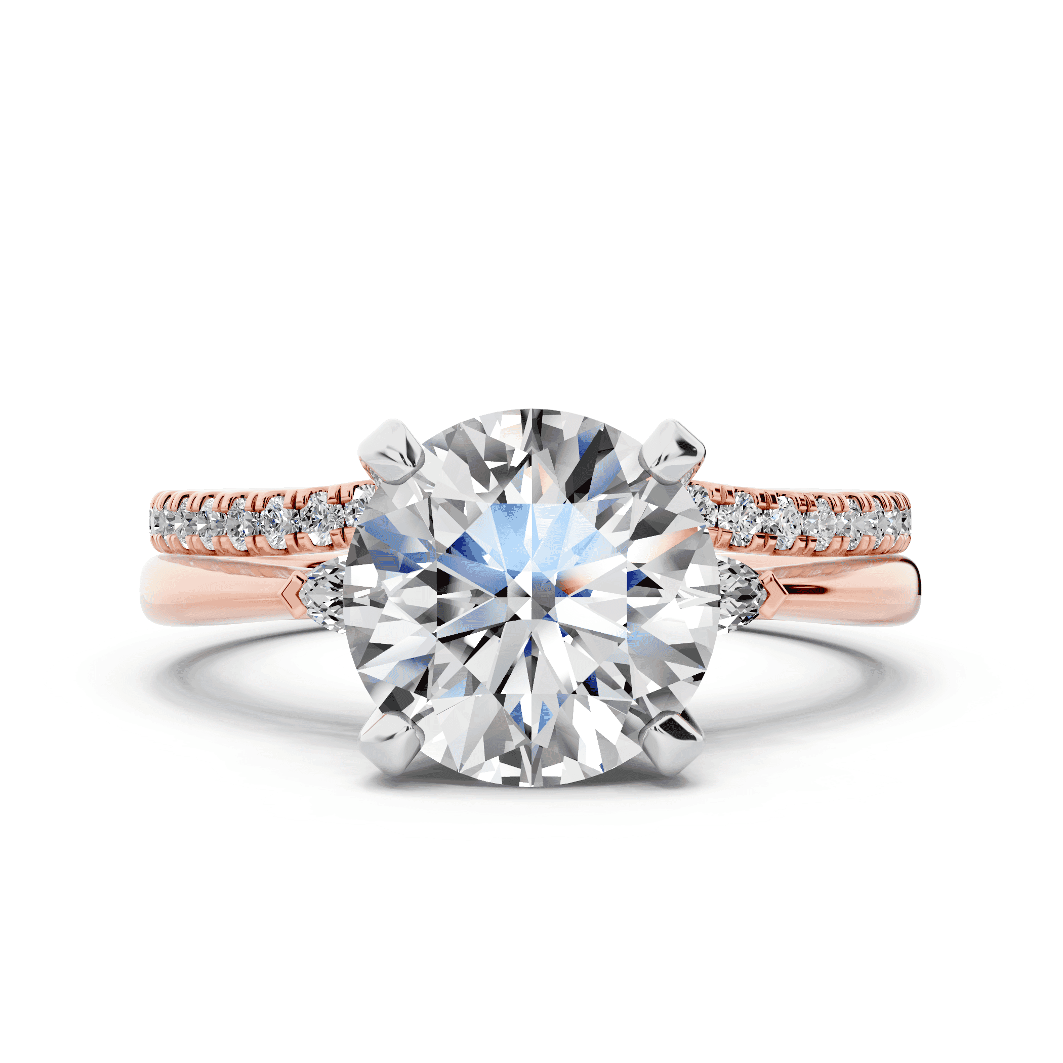 Madison Three-Stone Two-Tone Lab Marquise Engagement Ring (.10 ct. tw.)
