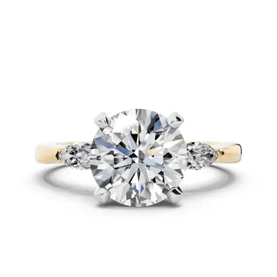 Madison Three-Stone Two-Tone Lab Marquise Engagement Ring (.25 ct. tw.)