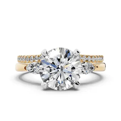 Madison Three-Stone Two-Tone Lab Marquise Engagement Ring (.25 ct. tw.)