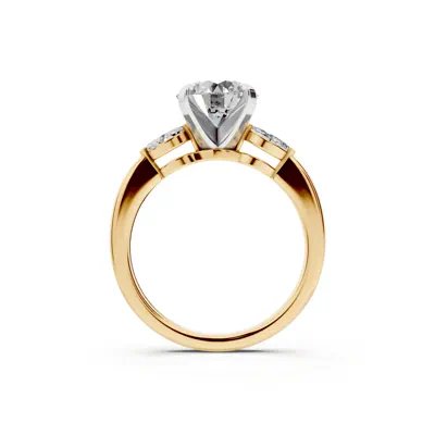 Madison Three-Stone Two-Tone Lab Marquise Engagement Ring (.25 ct. tw.)