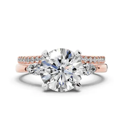 Madison Three-Stone Two-Tone Lab Marquise Engagement Ring (.25 ct. tw.)
