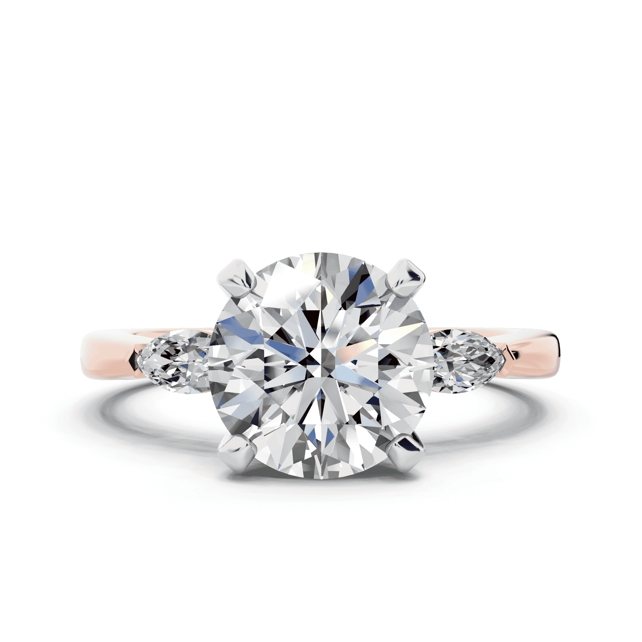 Madison Three-Stone Two-Tone Lab Marquise Engagement Ring (.25 ct. tw.)