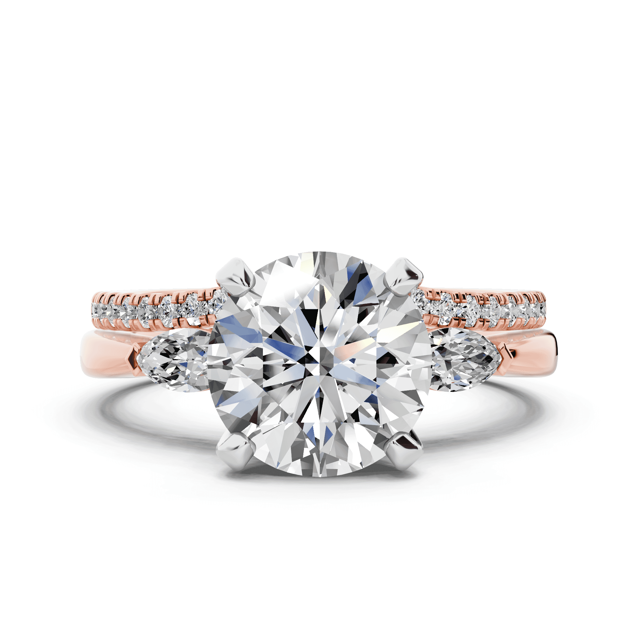 Madison Three-Stone Two-Tone Lab Marquise Engagement Ring (.25 ct. tw.)
