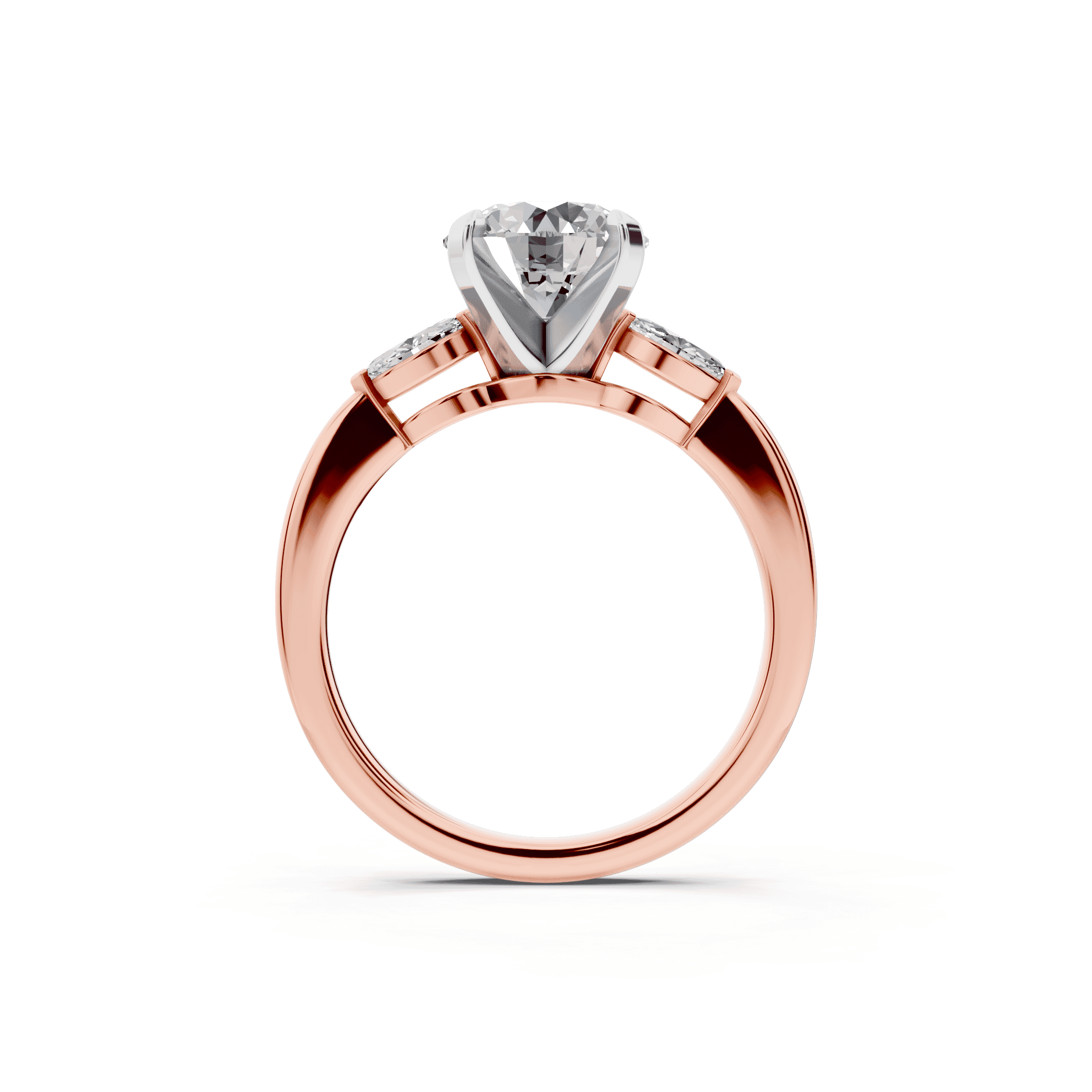 Madison Three-Stone Two-Tone Lab Marquise Engagement Ring (.25 ct. tw.)