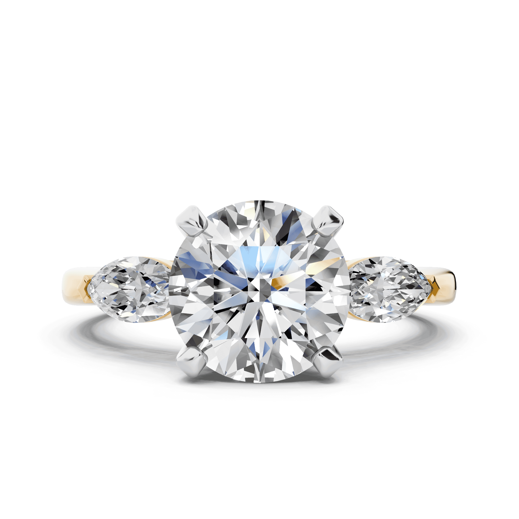 Madison Three-Stone Two-Tone Lab Marquise Engagement Ring (.50 ct. tw.)