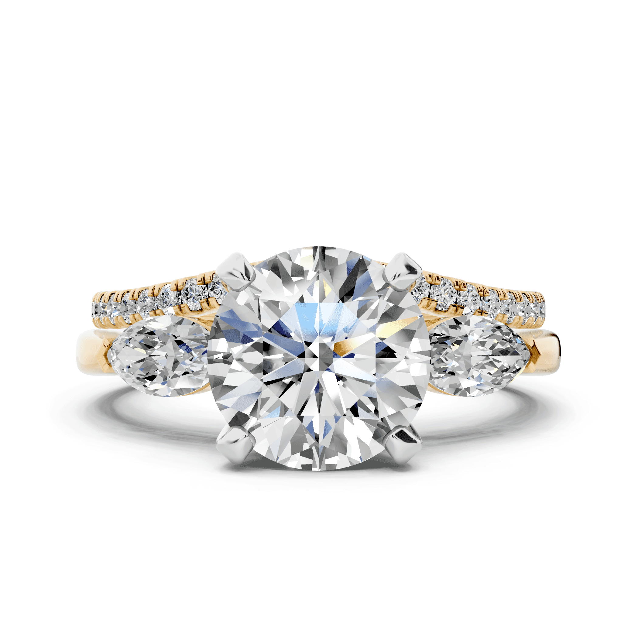 Madison Three-Stone Two-Tone Lab Marquise Engagement Ring (.50 ct. tw.)