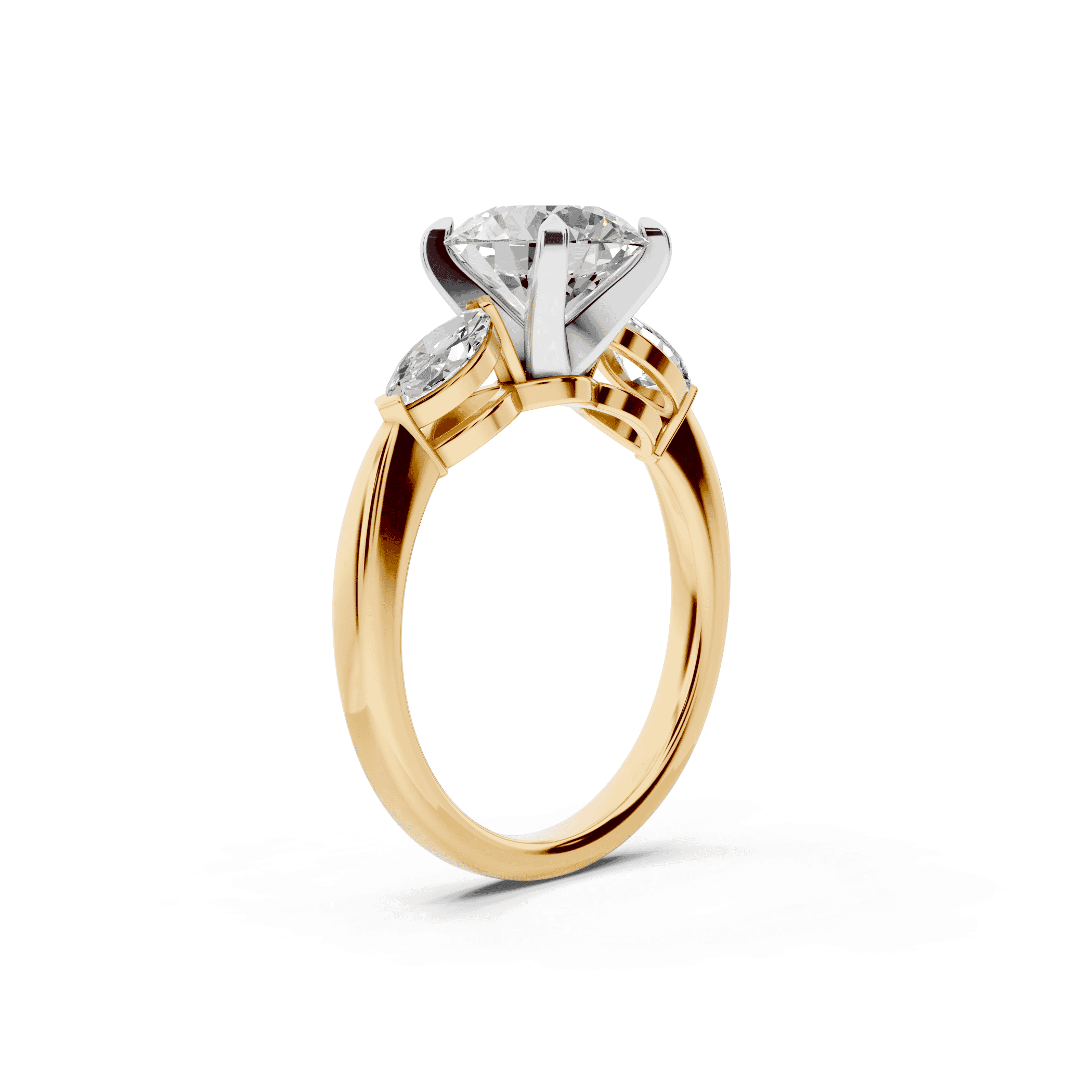 Madison Three-Stone Two-Tone Lab Marquise Engagement Ring (.50 ct. tw.)