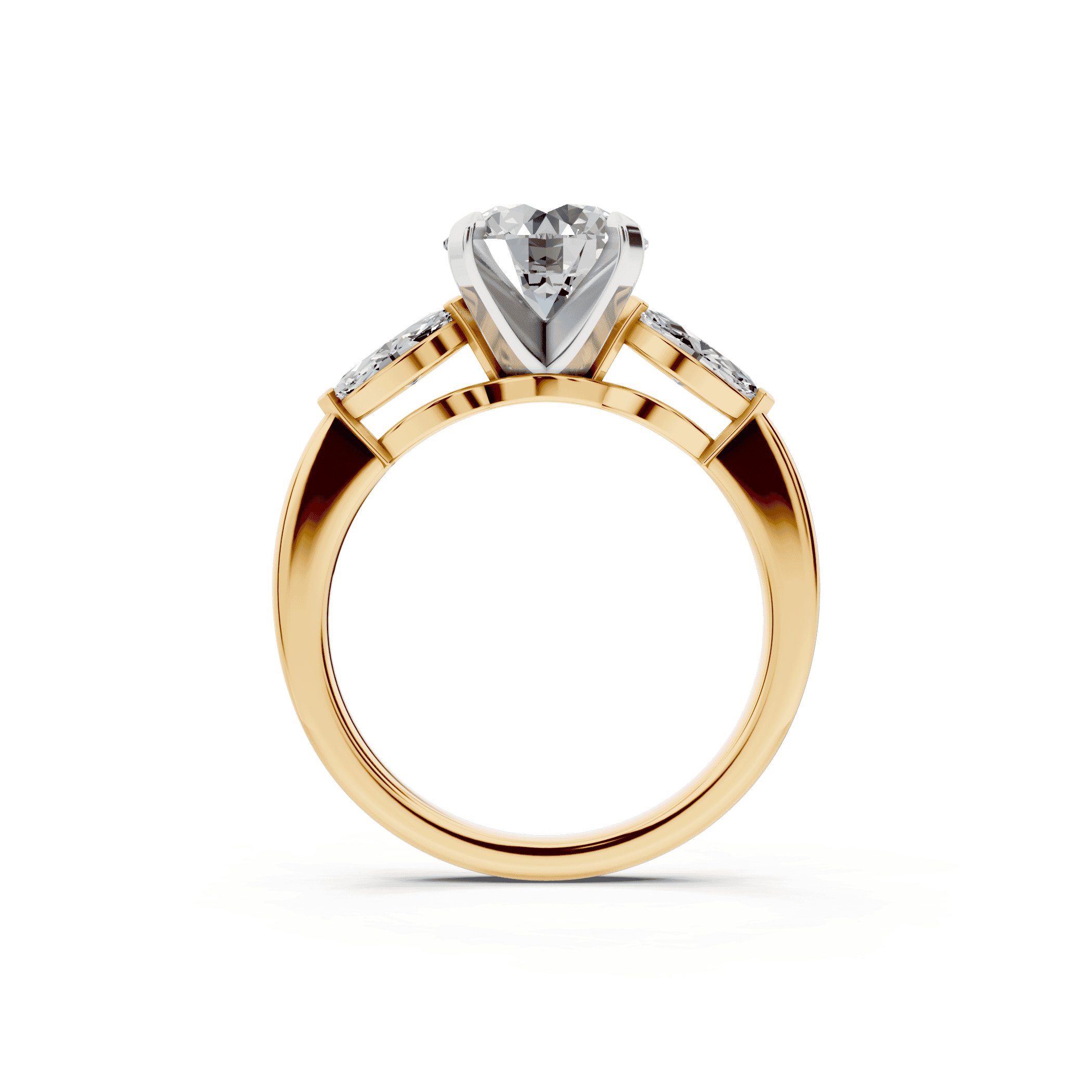 Madison Three-Stone Two-Tone Lab Marquise Engagement Ring (.50 ct. tw.)