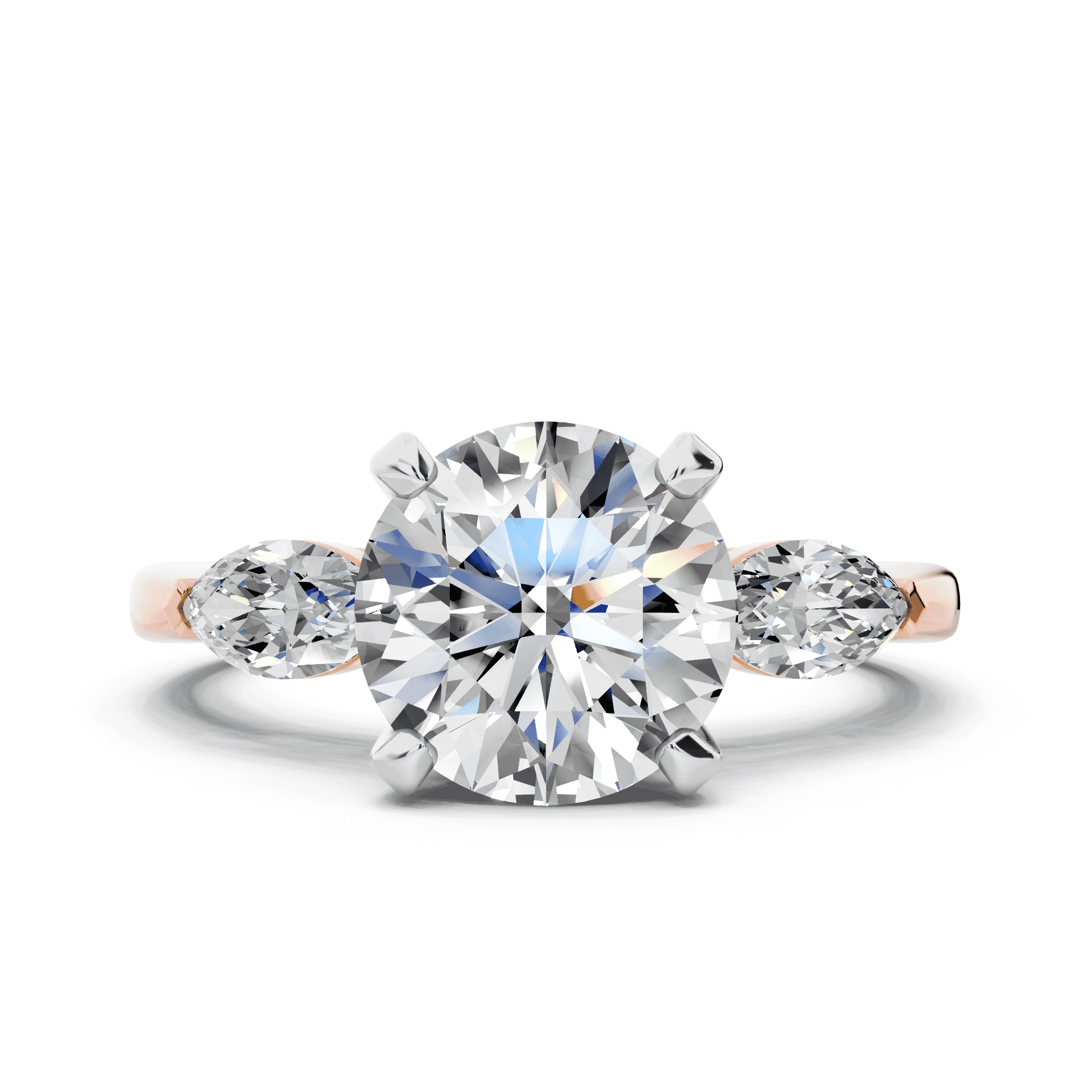 Madison Three-Stone Two-Tone Lab Marquise Engagement Ring (.50 ct. tw.)
