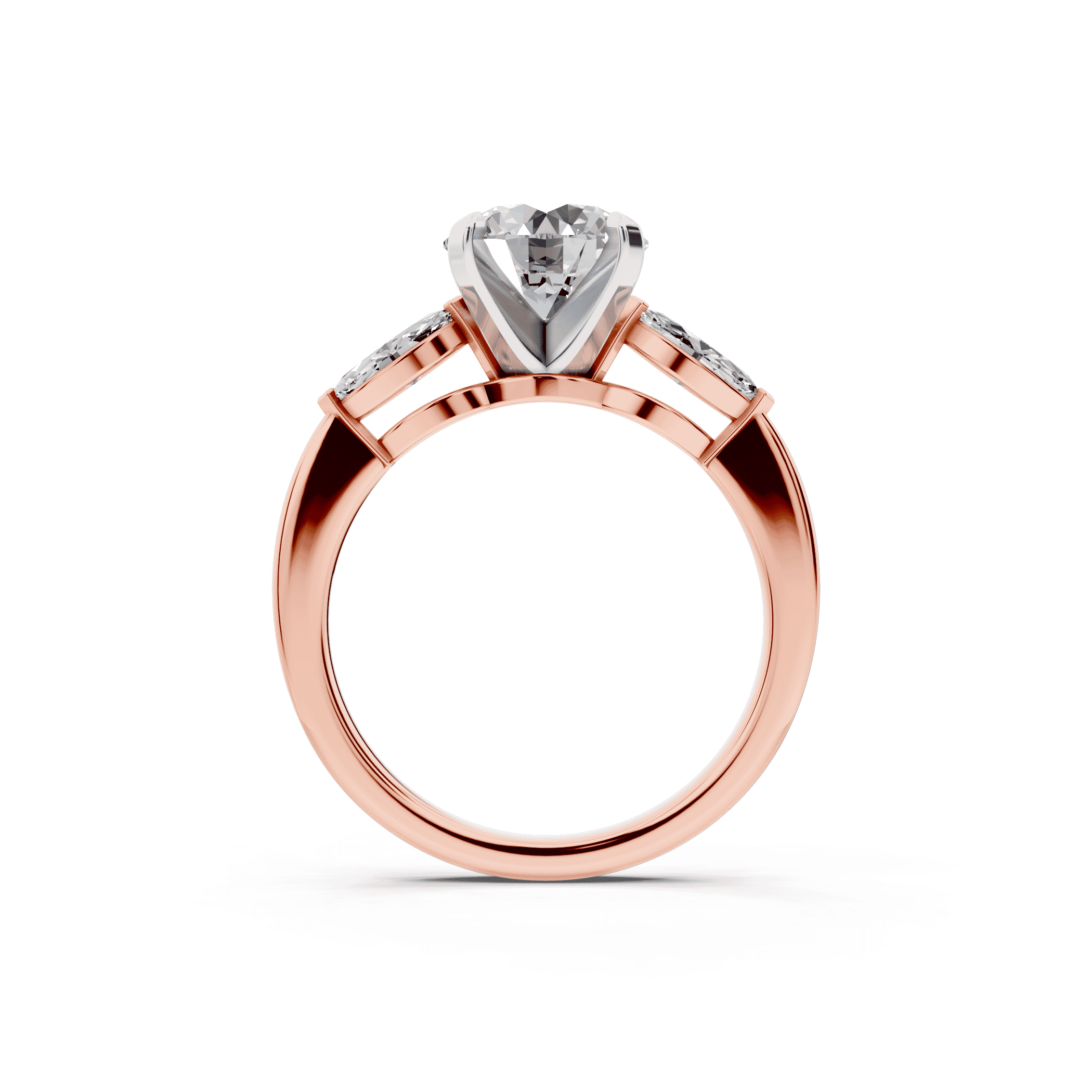 Madison Three-Stone Two-Tone Lab Marquise Engagement Ring (.50 ct. tw.)