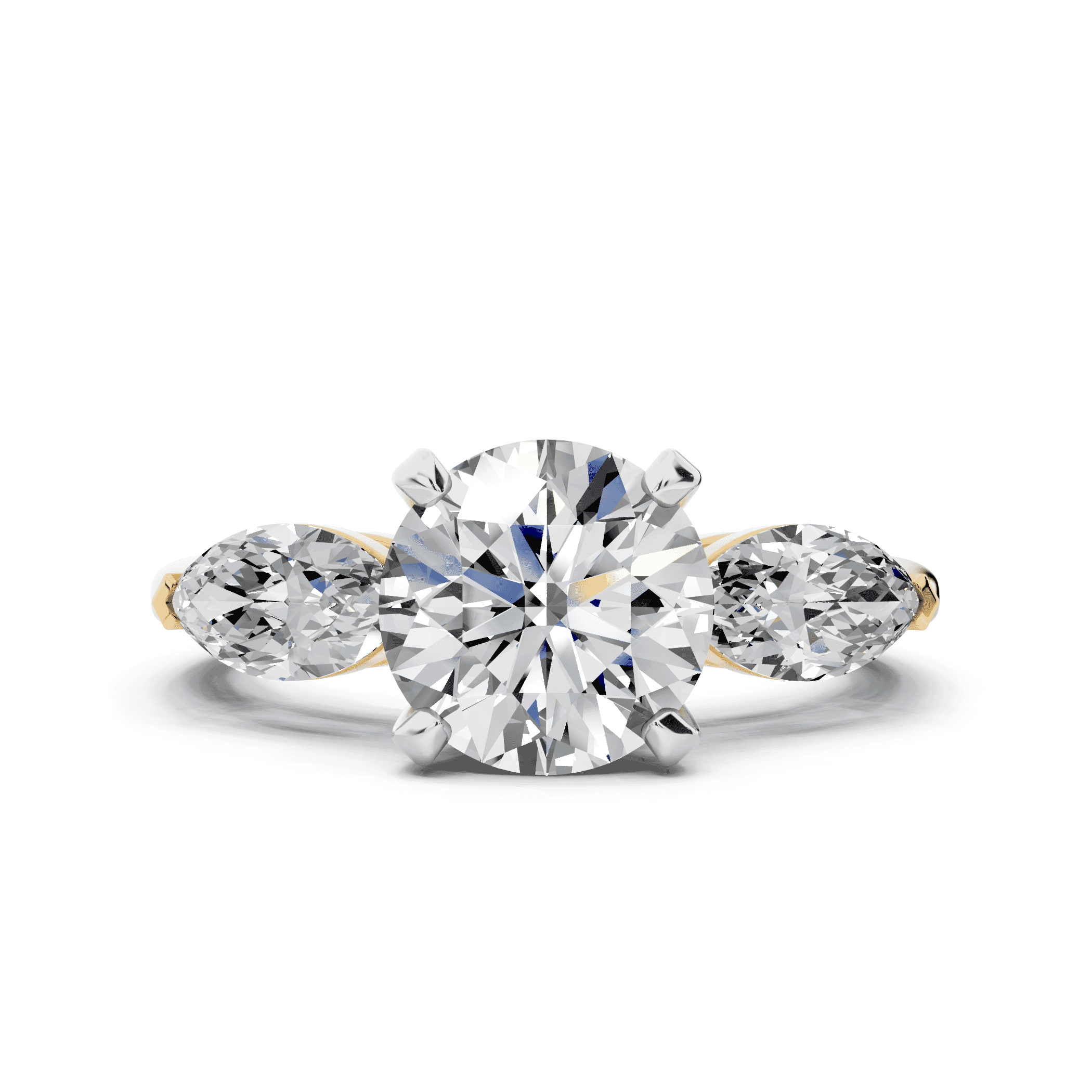 Madison Three-Stone Two-Tone Lab Marquise Engagement Ring (1.00 ct. tw.)
