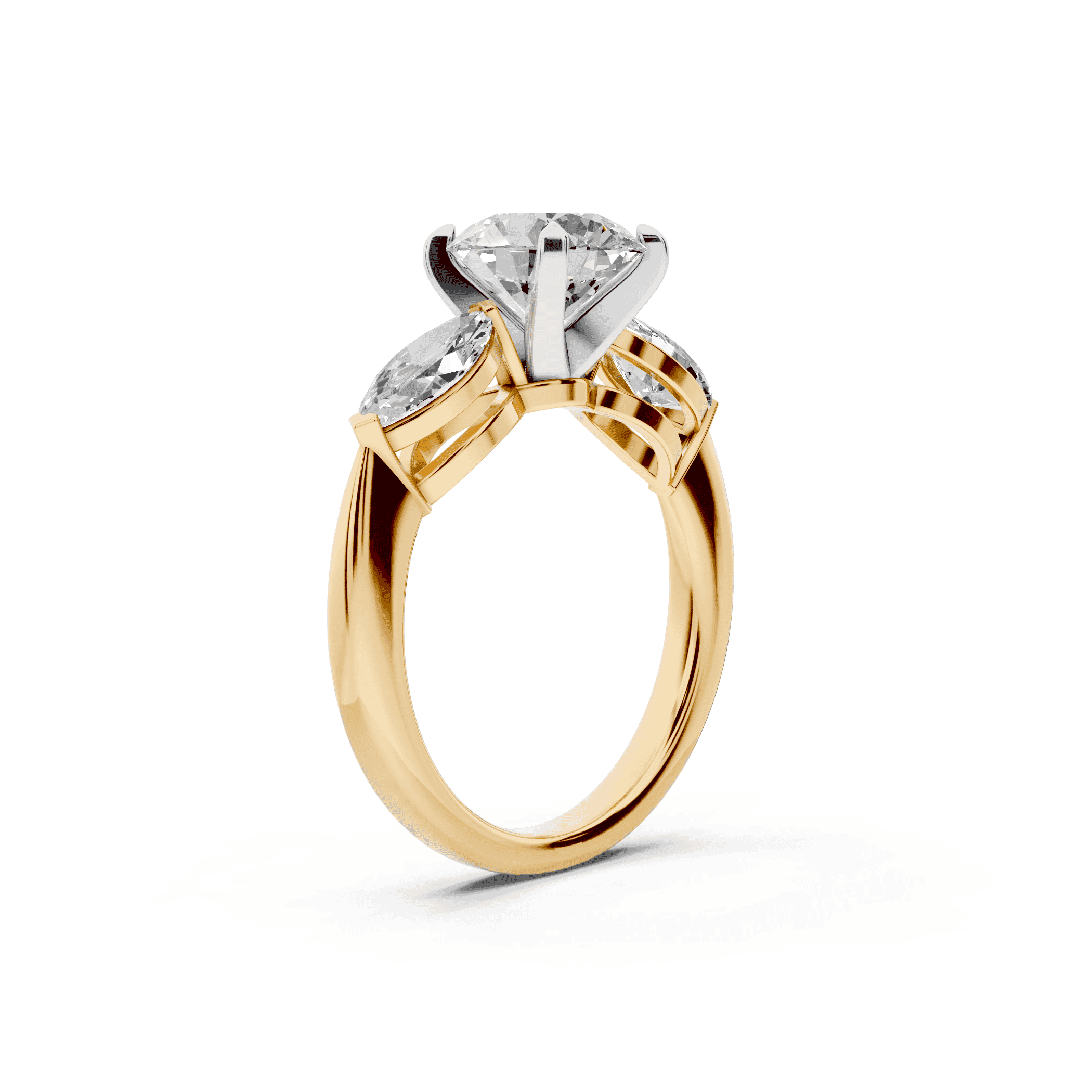 Madison Three-Stone Two-Tone Lab Marquise Engagement Ring (1.00 ct. tw.)