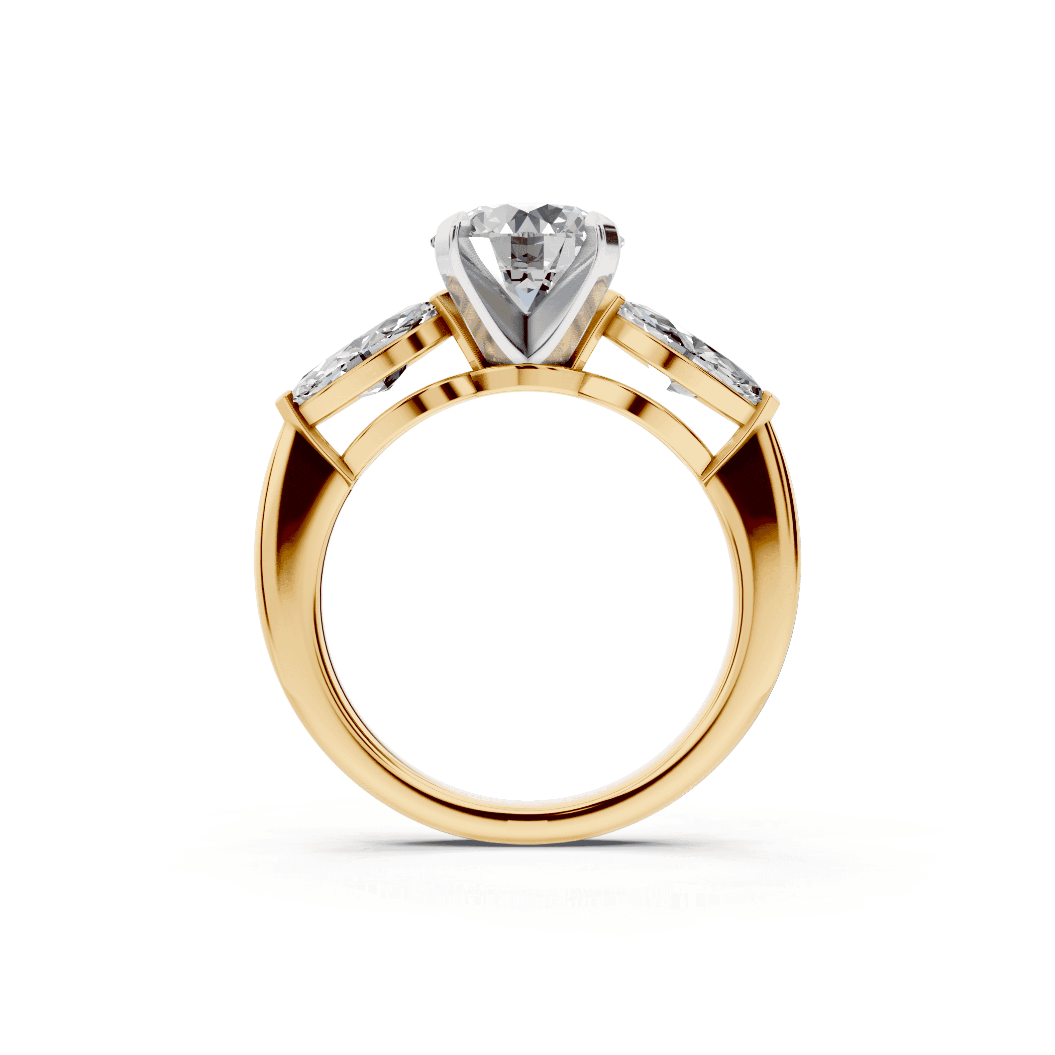 Madison Three-Stone Two-Tone Lab Marquise Engagement Ring (1.00 ct. tw.)