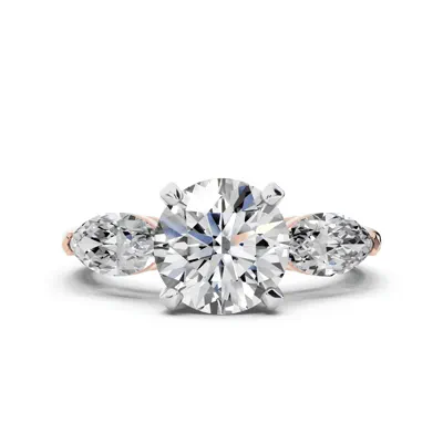 Madison Three-Stone Two-Tone Lab Marquise Engagement Ring (1.00 ct. tw.)