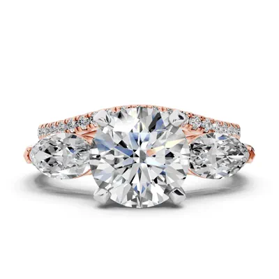 Madison Three-Stone Two-Tone Lab Marquise Engagement Ring (1.00 ct. tw.)