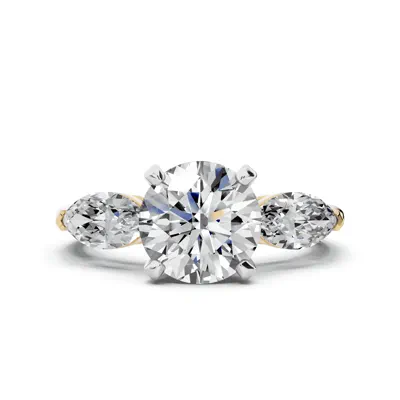 Madison Three-Stone Two-Tone Lab Marquise Engagement Ring (1.00 ct. tw.)