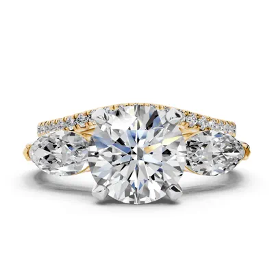 Madison Three-Stone Two-Tone Lab Marquise Engagement Ring (1.00 ct. tw.)