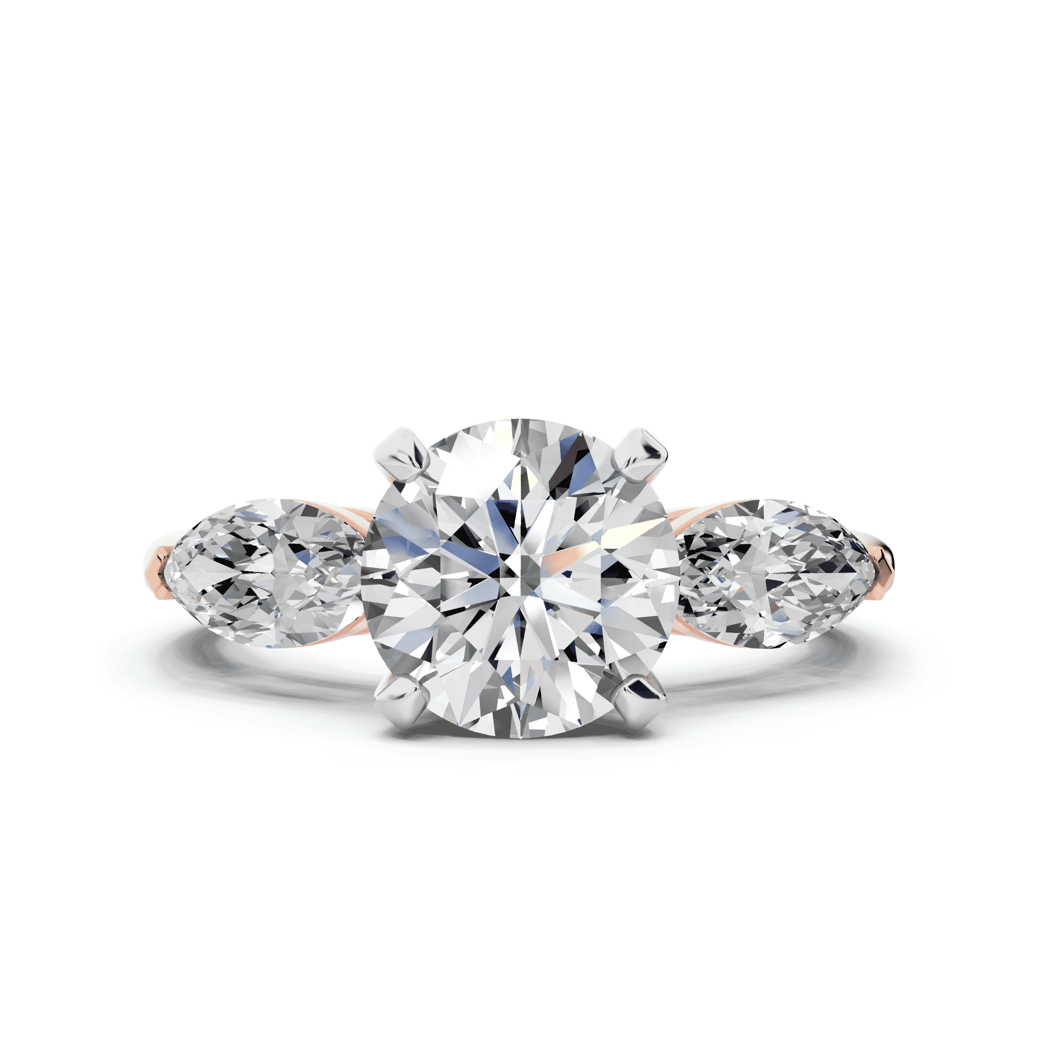 Madison Three-Stone Two-Tone Lab Marquise Engagement Ring (1.00 ct. tw.)