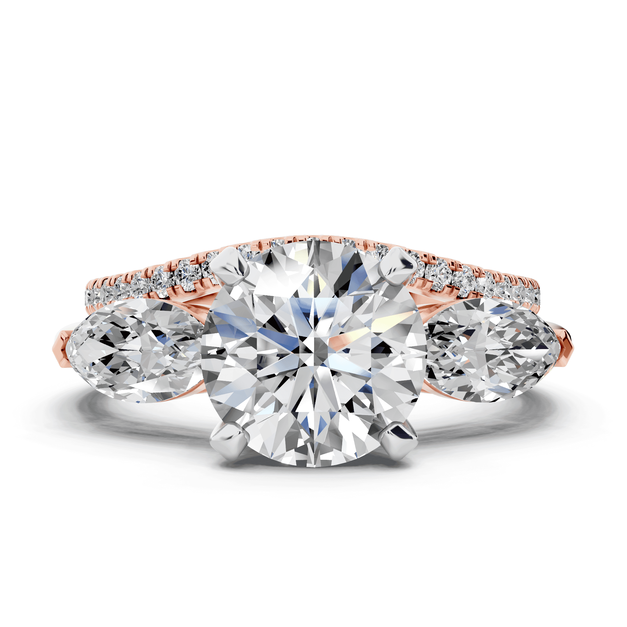 Madison Three-Stone Two-Tone Lab Marquise Engagement Ring (1.00 ct. tw.)