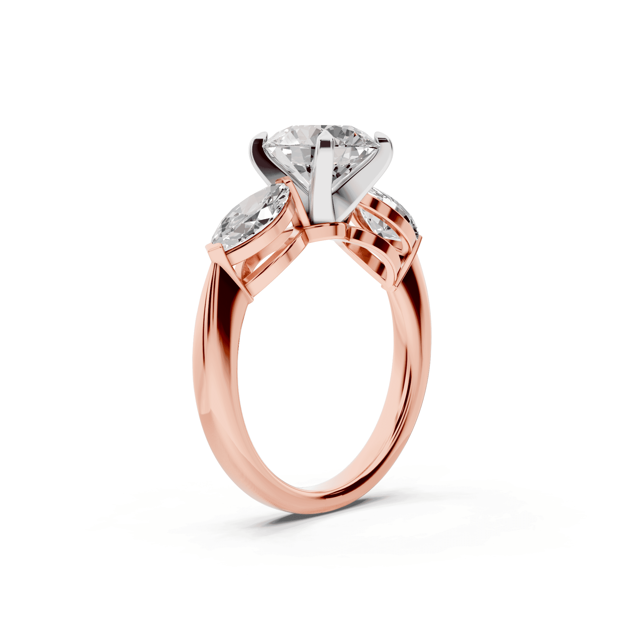 Madison Three-Stone Two-Tone Lab Marquise Engagement Ring (1.00 ct. tw.)