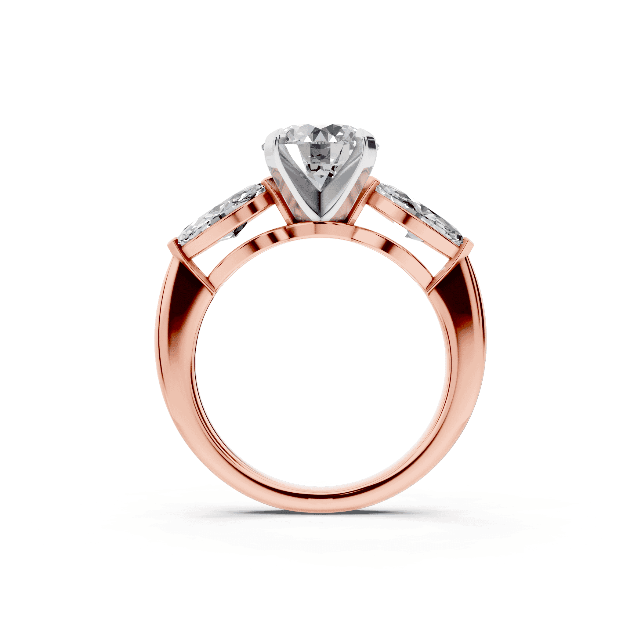 Madison Three-Stone Two-Tone Lab Marquise Engagement Ring (1.00 ct. tw.)