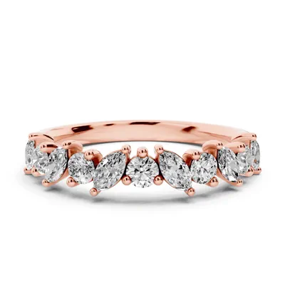 Angled Marquise & Round Lab Diamond Band